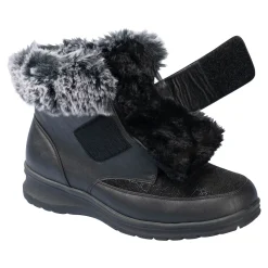 Damen Die moderne Hausfrau Kuschel-Klettstiefelette „Steffi“ schwarz