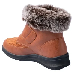 Damen Die moderne Hausfrau Kuschel-Klettstiefelette „Steffi“ cognac