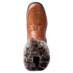 Damen Die moderne Hausfrau Kuschel-Klettstiefelette „Steffi“ cognac