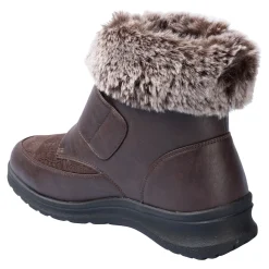 Damen Die moderne Hausfrau Kuschel-Klettstiefelette „Steffi“ schokobraun