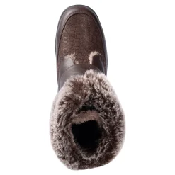 Damen Die moderne Hausfrau Kuschel-Klettstiefelette „Steffi“ schokobraun