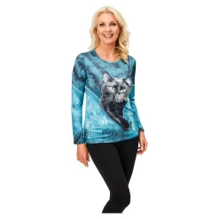 Damen Die moderne Hausfrau Langarmshirt "Kater Felix"