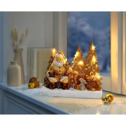 Die moderne Hausfrau LED-Dekofigur „Santa mit den Tieren“