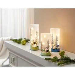 Die moderne Hausfrau LED-Dekogläser-Set "Winterwald", 3-teilig