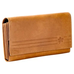 Damen Die moderne Hausfrau Lederbörse „Hibiskus“ cognac