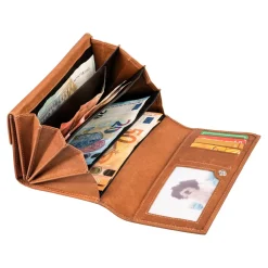 Damen Die moderne Hausfrau Lederbörse „Hibiskus“ cognac