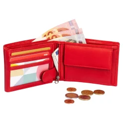 Damen Die moderne Hausfrau Lederbörse „Sicherheitsfach“ mit Initialen rot