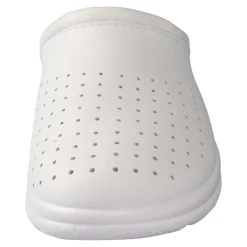 Damen Die moderne Hausfrau Leder-Pantolette für Herren weiß