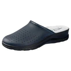 Damen Die moderne Hausfrau Leder-Pantolette für Herren blau