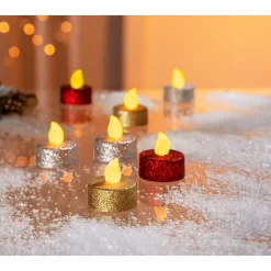 Die moderne Hausfrau LED-Glitter-Teelichter, 6 Stück rot | silber | gold
