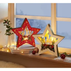 Die moderne Hausfrau LED-Holzdeko „Stern“ rot