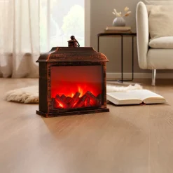 Die moderne Hausfrau LED-Laterne mit Kaminfeuer 