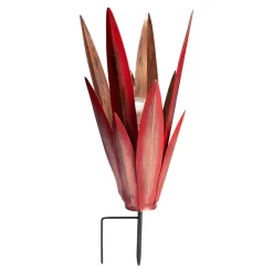 Die moderne Hausfrau LED-Solar-Gartenstecker "Blatt" rot