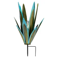 Die moderne Hausfrau LED-Solar-Gartenstecker "Blatt" aquamarin