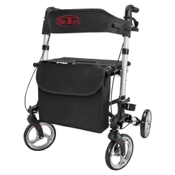 Die moderne Hausfrau Leichtgewicht-Rollator Premium, Aluminium AT51006 + Transporttasche mit Rollen