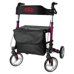 Die moderne Hausfrau Leichtgewicht-Rollator Premium, Aluminium, mit Rückengurt und Tasche - AT51006 lila