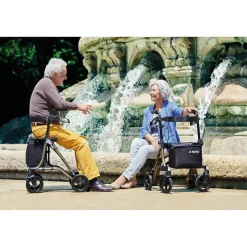 Die moderne Hausfrau Leichtgewicht-Rollator Taima M-GT, Aluminium, mit Rückengurt und Tasche