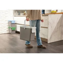 Die moderne Hausfrau Müllbehälter, 3er Set, je 25 l, stapelbar grau