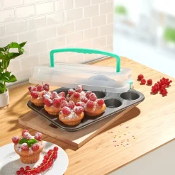 Die moderne Hausfrau Muffin-Backblech mit Transporthaube