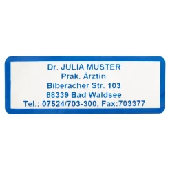 Die moderne Hausfrau Namensaufkleber "Schrifttyp A" blau