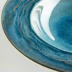 Die moderne Hausfrau Pastateller-Set, Steinzeug TIEFER SEE Blau / Grün