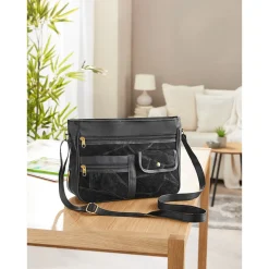 Damen Die moderne Hausfrau Patchwork-Ledertasche „Irmgard“