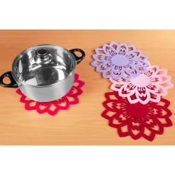 Die moderne Hausfrau Pfannenschoner, Untersetzer Filzblüten 