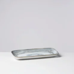 Die moderne Hausfrau Platten-Set, Steinzeug TIEFER SEE Grau / Weiß