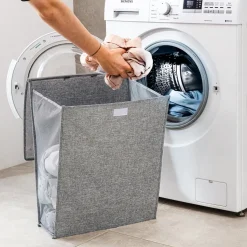 Die moderne Hausfrau Platzspar-Wäschesammler + Gratis 2 Klebehaken