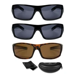 Die moderne Hausfrau Polarisierte Sonnenbrille HD Polar View, 3 Stück 2x schwarz + 1x hornoptik