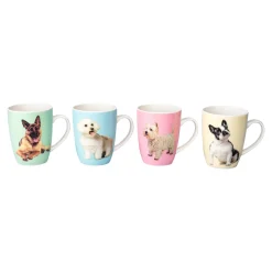 Die moderne Hausfrau Porzellan-Tassen-Set „Hunde“, 4 Stück