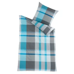 Die moderne Hausfrau Renforcé-Bettwäsche, 2-teilig, 135x200 cm Josef-petrol