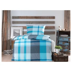 Die moderne Hausfrau Renforcé-Bettwäsche, 2-teilig, 135x200 cm Josef-petrol