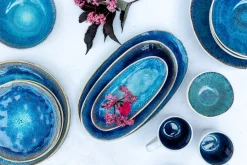 Die moderne Hausfrau Salatschüssel-Set, Steinzeug Frozen Blau