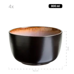 Die moderne Hausfrau Schüssel-Set, Steinzeug Teona 4 x Schüssel