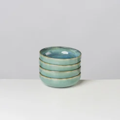 Die moderne Hausfrau Schüssel-Set, Steinzeug TIEFER SEE Blau / Grün