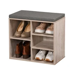 Die moderne Hausfrau Schuhschrank mit Sitzkissen, 5 Fächer braun