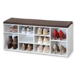 Die moderne Hausfrau Schuhschrank mit Sitzkissen aus Stoff