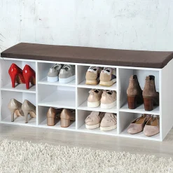 Die moderne Hausfrau Schuhschrank mit Sitzkissen aus Stoff