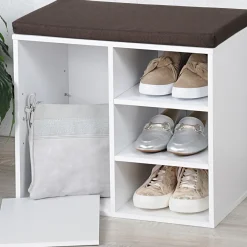 Die moderne Hausfrau Schuhschrank mit Sitzkissen, 5 Fächer weiß