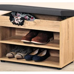 Die moderne Hausfrau Schuhschrank mit Sitzkissen, 2 Fächer eiche