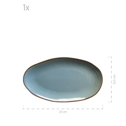 Die moderne Hausfrau Servierplatten-Set, Keramik Nottingham Blau