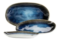 Die moderne Hausfrau Servierplatten-Set, Steinzeug Frozen Blau