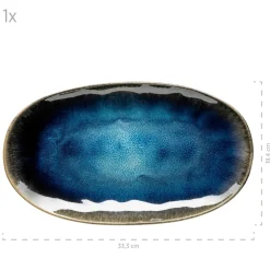 Die moderne Hausfrau Servierplatten-Set, Steinzeug Frozen Blau