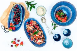 Die moderne Hausfrau Servierplatten-Set, Steinzeug Frozen Blau