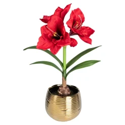 Die moderne Hausfrau Set aus Kunstblume „Amaryllis“ + Übertopf "Elegant"