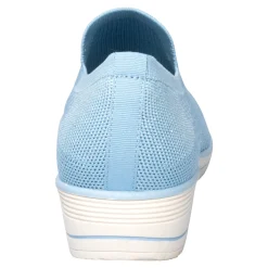 Damen Die moderne Hausfrau Slipper mit Keilabsatz „Federleicht“ blau