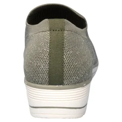Damen Die moderne Hausfrau Slipper mit Keilabsatz „Federleicht“ khaki