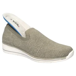 Damen Die moderne Hausfrau Slipper mit Keilabsatz „Federleicht“ khaki