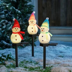 Die moderne Hausfrau Solar-Gartenstecker „Schneemann“ rot